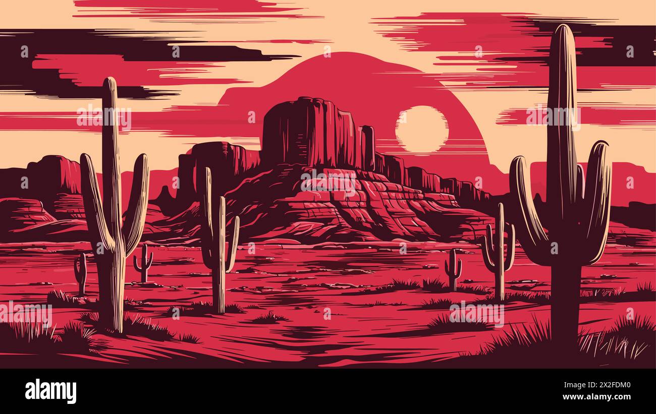 Wild West Desert abstract vector art background Stock Vector Image ...