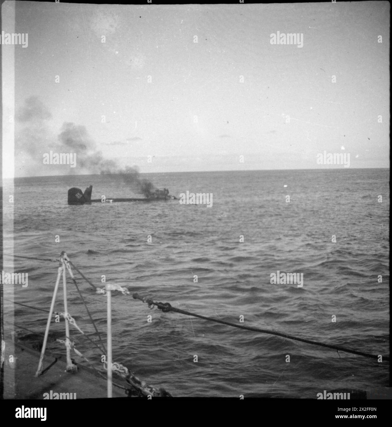 A Focke-Wulf FW 200 is shot down into the sea during the Second World ...