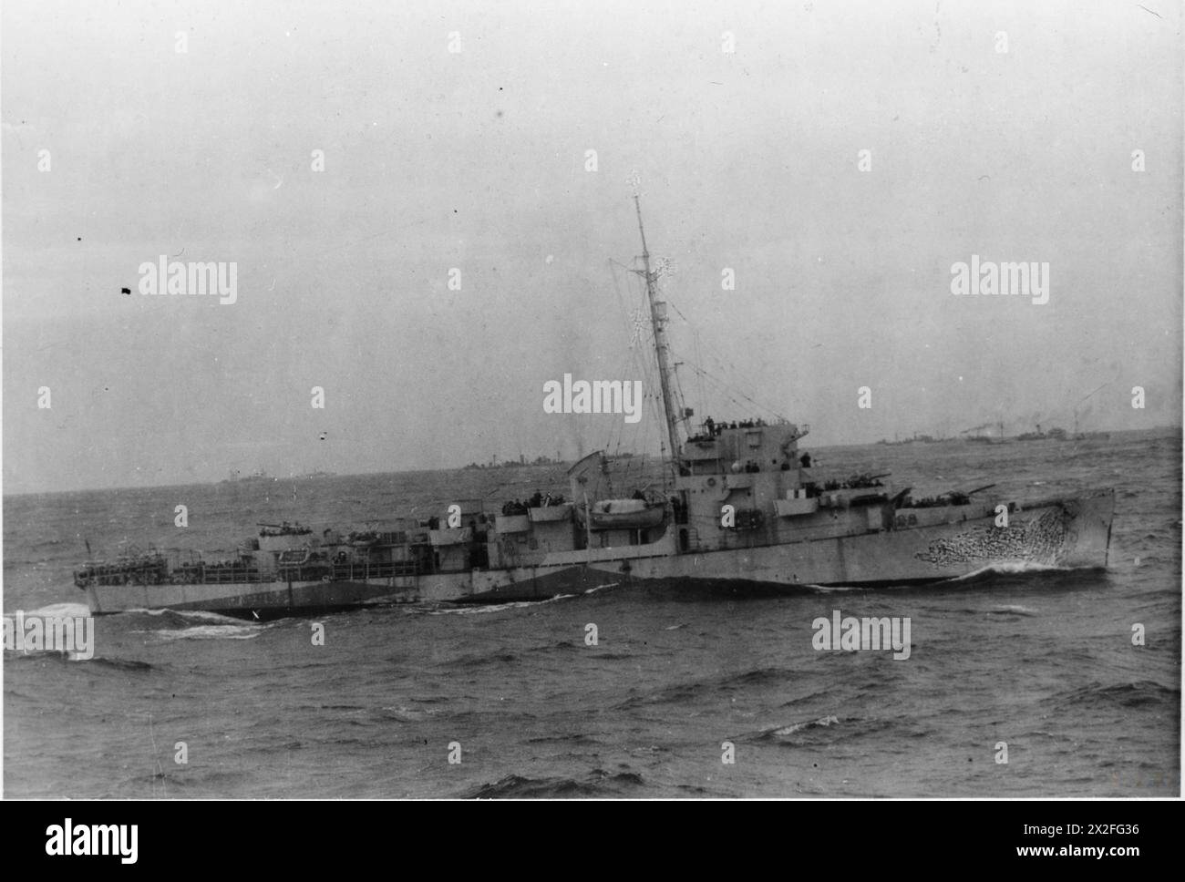 HMS Foley, a Royal Navy vessel, underway during the Second World War ...
