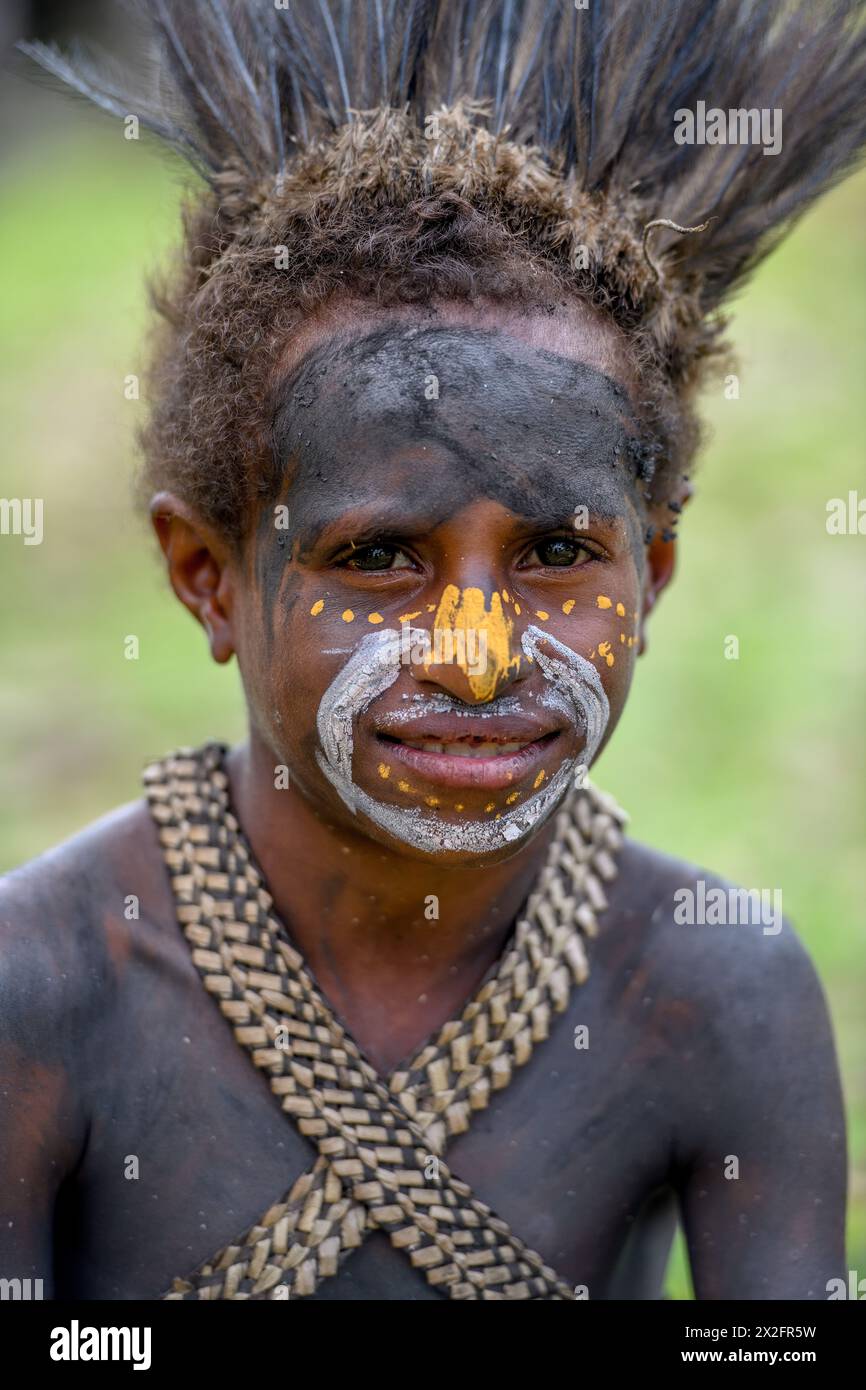 geography / travel, Papua New Guinea, portrait of a boy, village Mutin ...