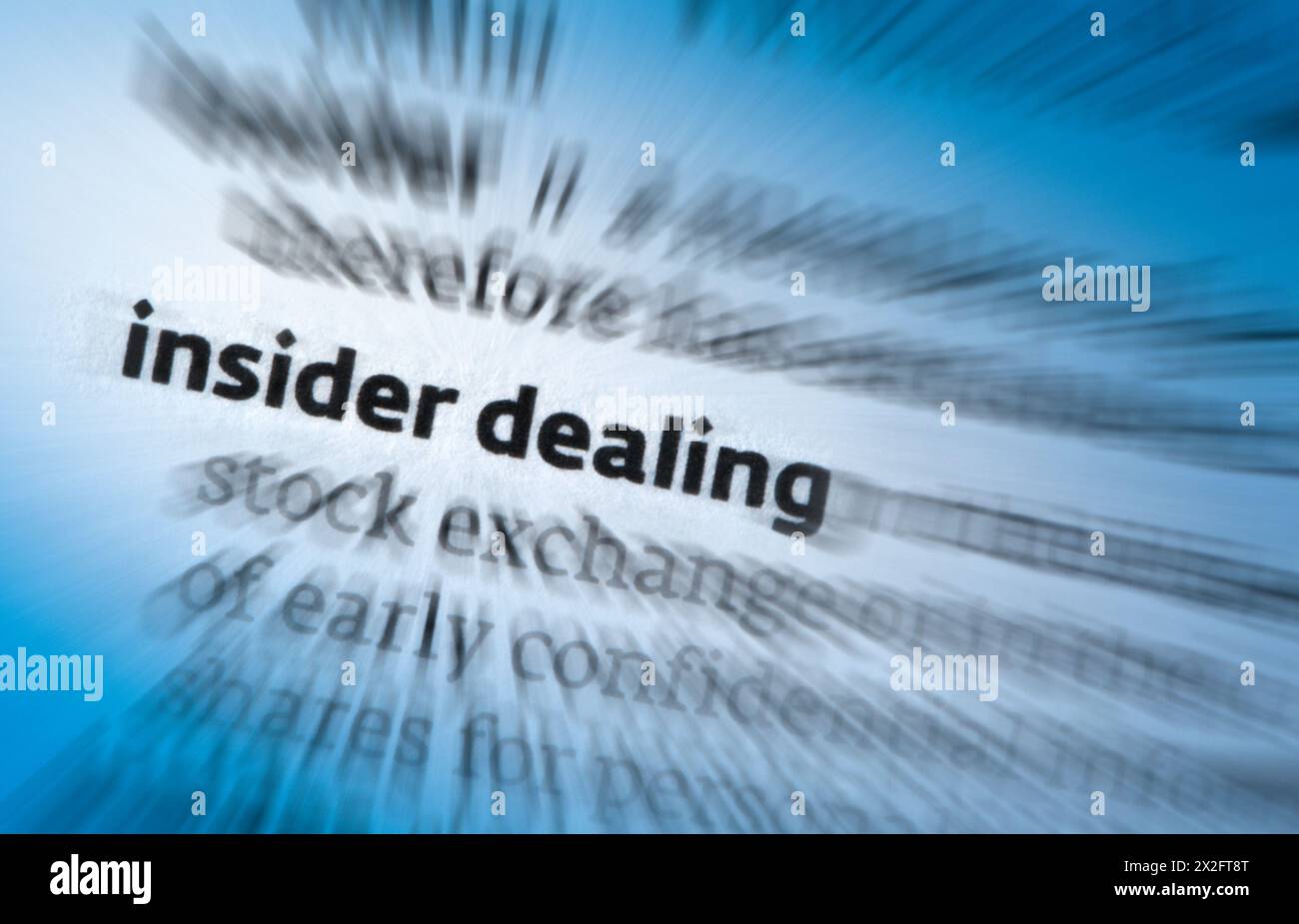 Insider Dealing is the illegal practice of trading on the stock exchange to one's own advantage through having access to confidential information. Stock Photo