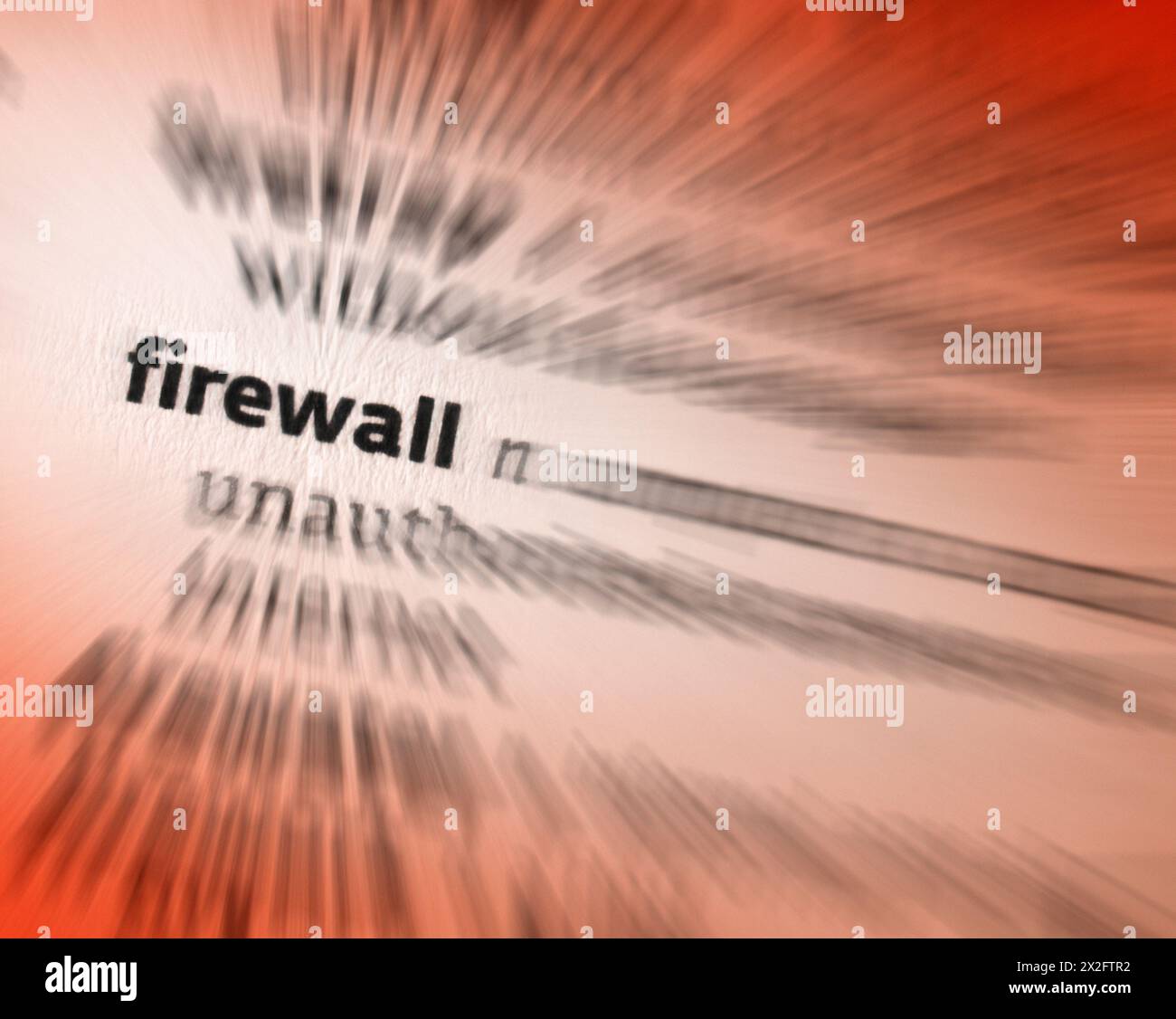 A Firewall - 1: a wall or partition designed to inhibit or prevent the spread of fire. 2: any barrier that is intended to thwart the spread of a destr Stock Photo