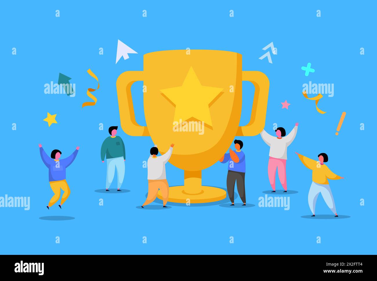 Business Team Success, Achievement Concept. Flat People Characters with ...