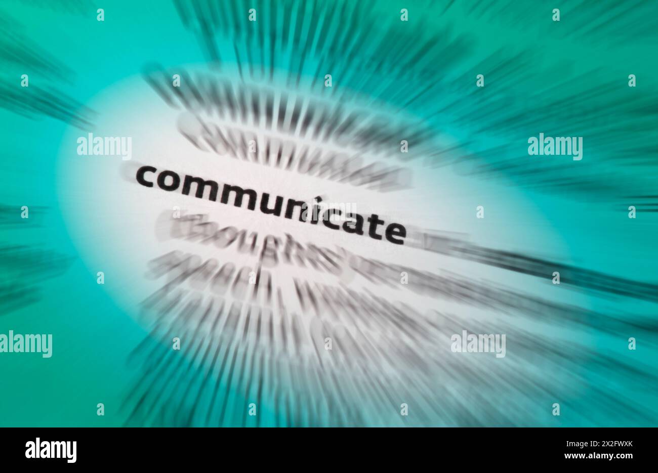 Communicate - to share or exchange information, news, or ideas. Stock Photo