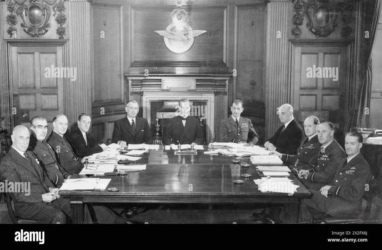 Atadastral Members of the Air Council meet at Adastral House, London, during 1939 ...