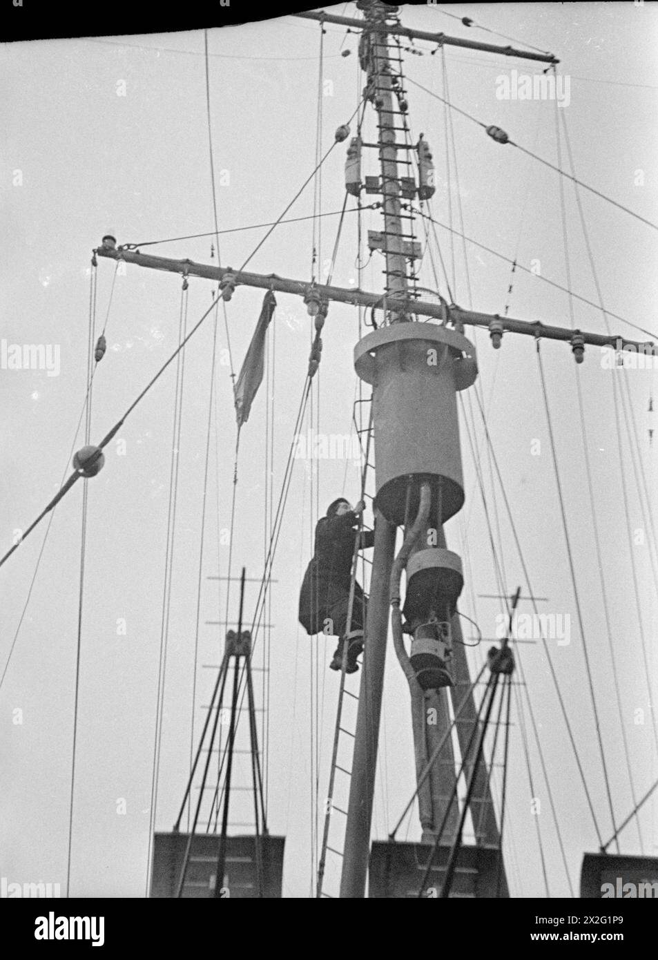 ON BOARD THE DESTROYER HMS LEGION. MARCH 1941. The lookout in HMS