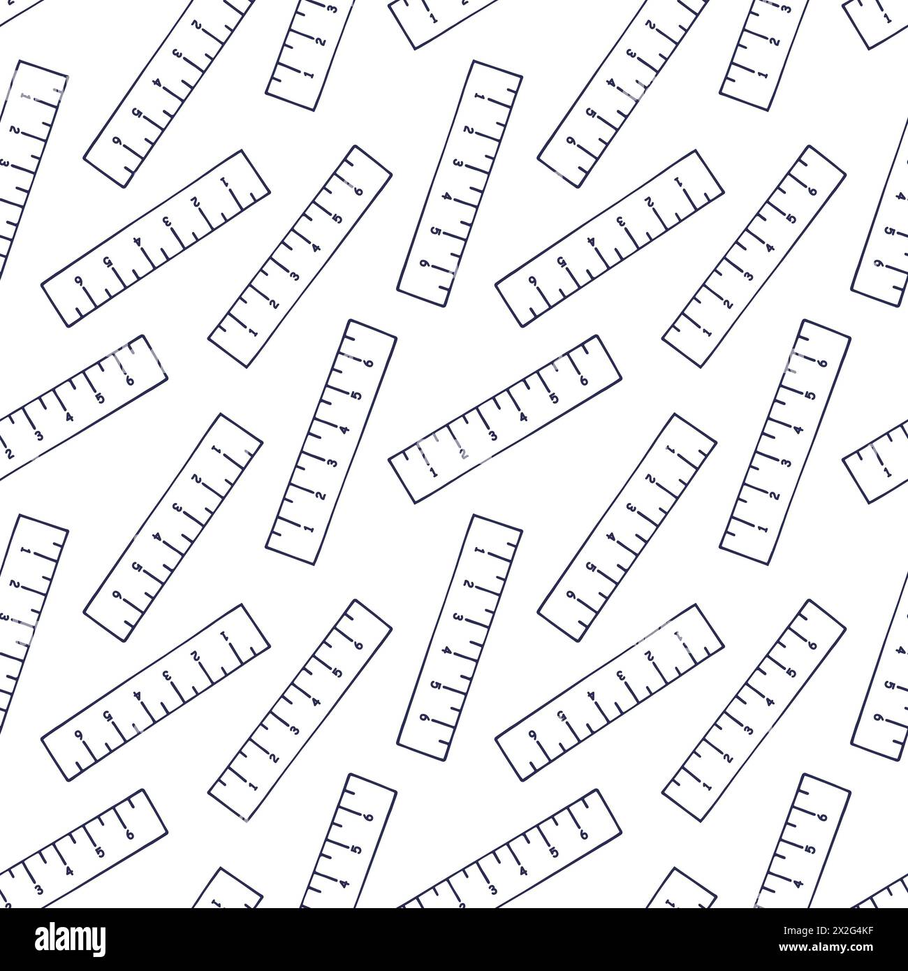 Vector seamless pattern with ruler for school. Hand drawn line element