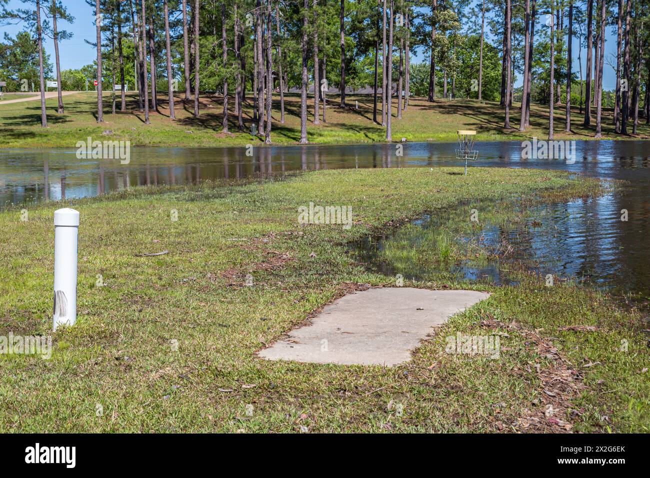 High water level floods the Desert Fox Disc Golf Course in Paul B Johnson State Park near High water level floods the Desert Fox Disc Golf Course in Paul B Johnson State Park near