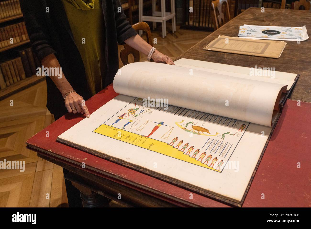 Elena Borgi, the Head of the Library and Historical Archive of the Academy of Sciences in Turin, is exhibiting original documents from the Drovetti collection and ''The Monuments of Egypt and Nubia'' by Ippolito Rosellini. The Turin Academy of Sciences is hosting a new exhibition, where they are displaying the original inventory documents of the Museum and the letters exchanged between key figures of Egyptology, such as Bernardino Drovetti, Jean-Francois Champollion, and Carlo Vidua, during the acquisition of the artifacts. The Egyptian Museum of Turin is presenting a new temporary exhibition Stock Photo