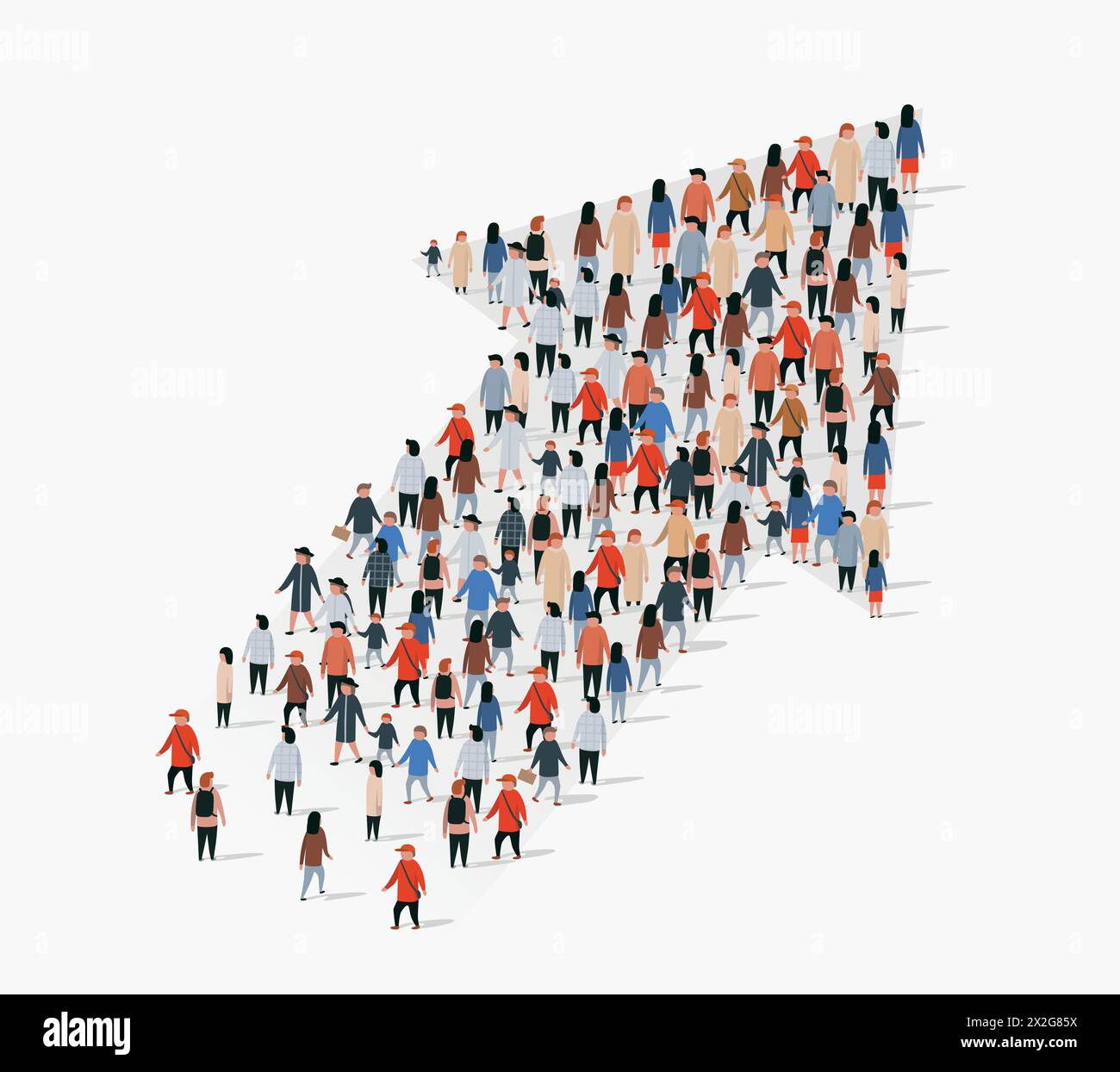 People Shape Rising Large group of people in the shape of an arrow. Vector illustration ...