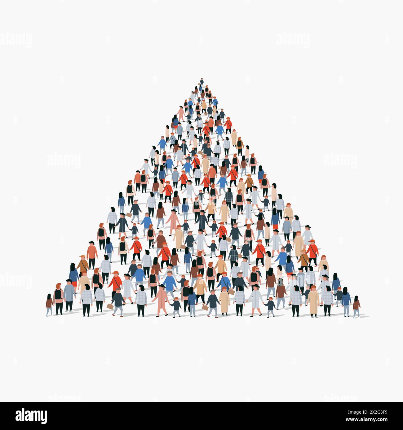Large group of people in shape of pyramid. Infographics concept. Vector illustration Stock Vector