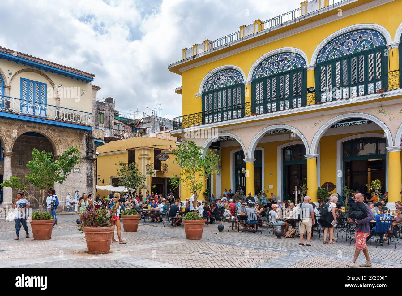 Plaza Vieja or Old Plaza in Old Havana, Cuba Stock Photo