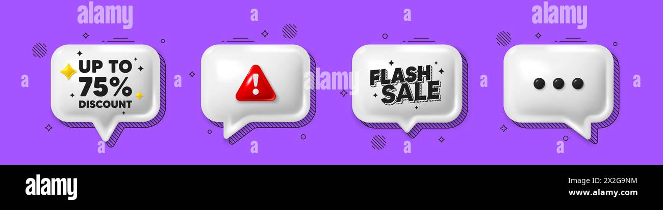 Up to 75 percent discount. Sale offer price sign. Offer speech bubble 3d icons. Vector Stock Vector