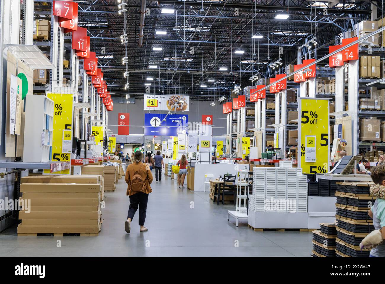 Customers shopping in the warehouse section of IKEA home store Stock Photo