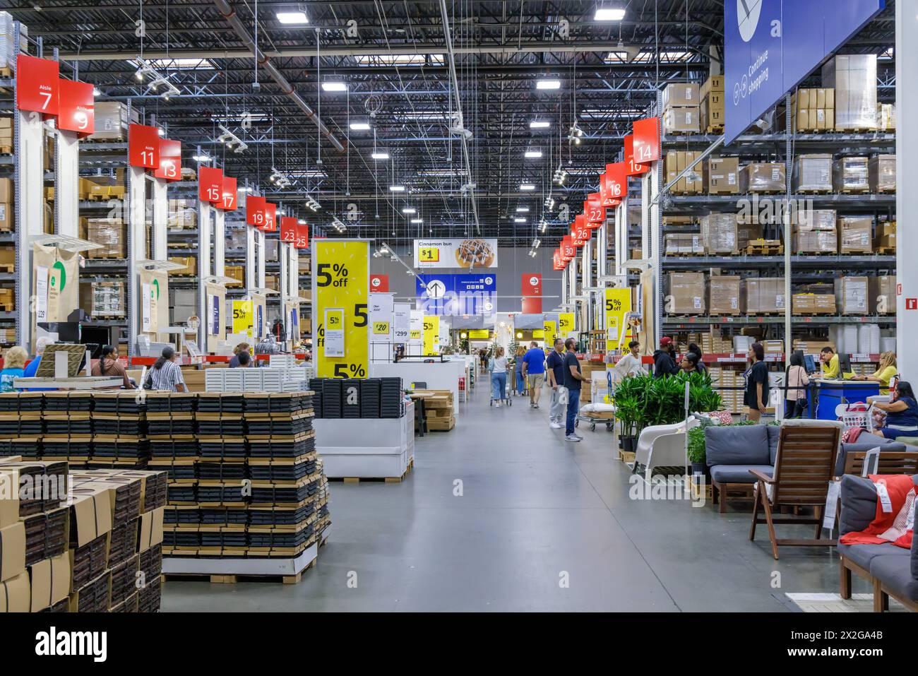 Customers shopping in the warehouse section of IKEA home store Stock Photo
