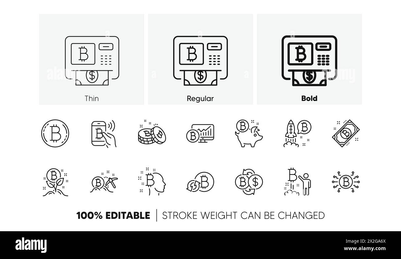 Bitcoin line icons. Blockchain, Crypto ICO and Cryptocurrency. Linear icon  set. Line icons. Vector Stock Vector Image & Art - Alamy