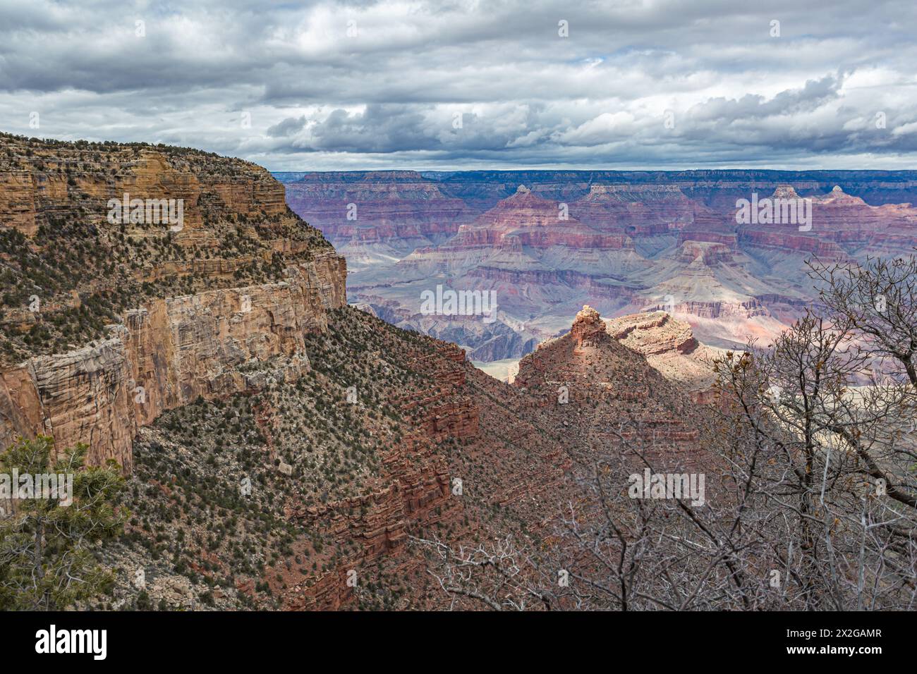 Rock formations at the South Rim of Grand Canyon National Park in Arizona Stock Photo