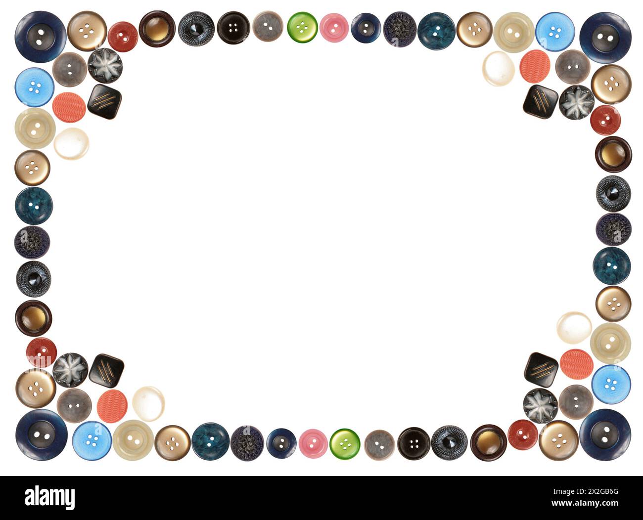 many different buttons isolated on white frame collage Stock Photo
