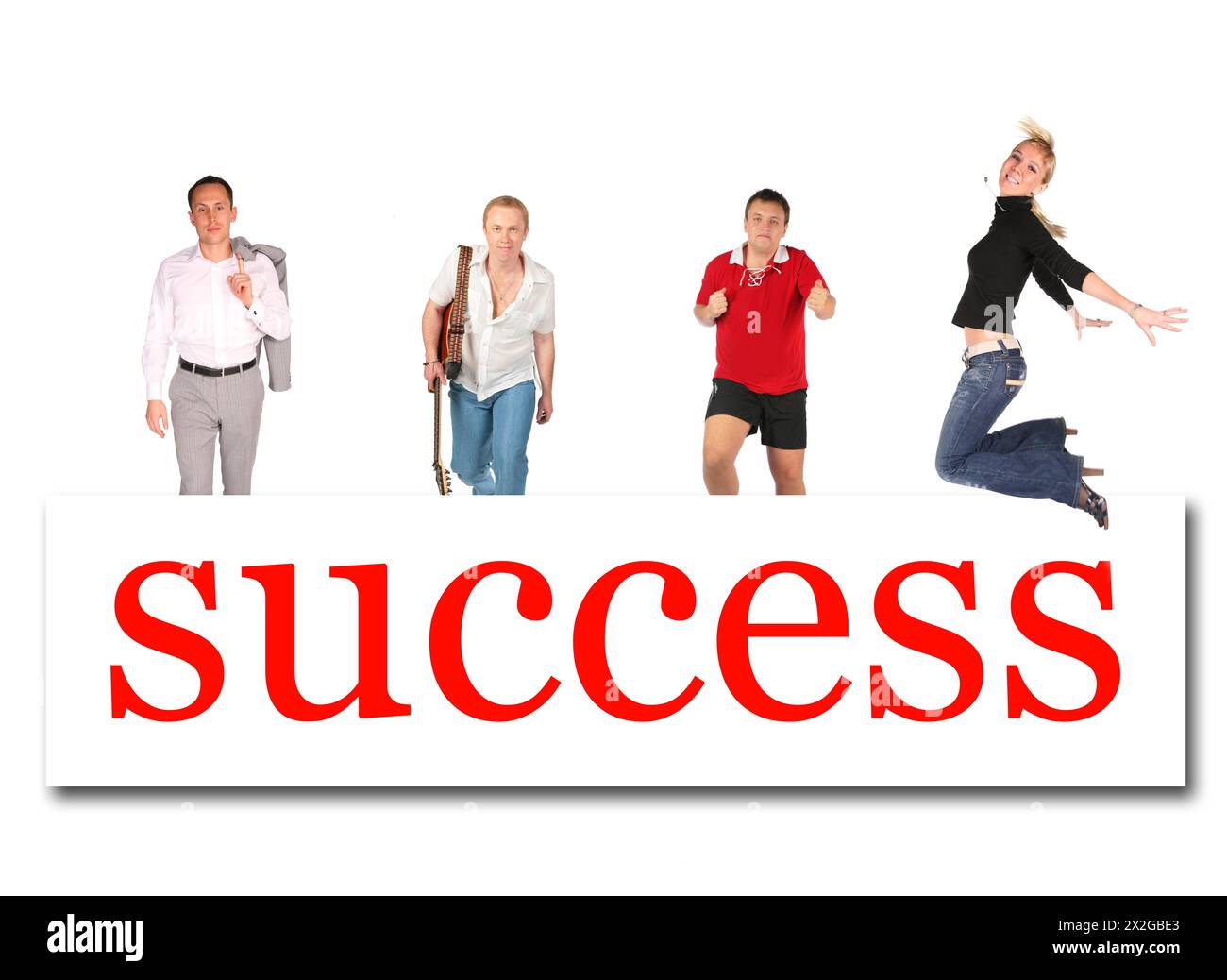 moving people to success word board collage Stock Photo