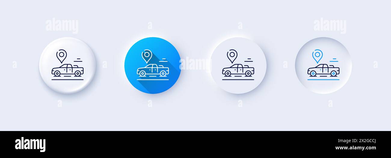 Car place line icon. Transport location pin sign. Line icons. Vector Stock Vector