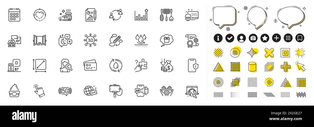 Set of Waterproof, Web3 and Diesel station line icons for web app. Pictogram icon Vector Stock Vector
