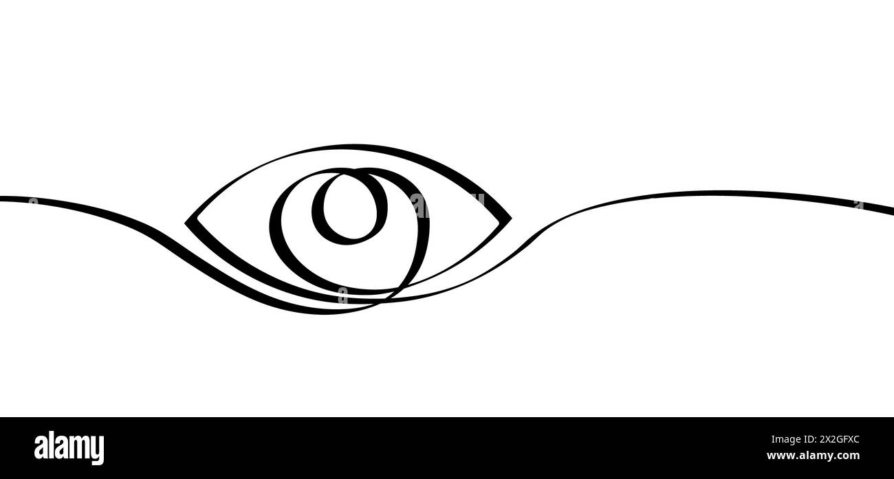 Cartoon open eye line pattern. human eye icon or logo. Smile eyes and look sign. eyelid, face  symbol. Emoji and looking. Vision eyes. Line drawing Stock Photo