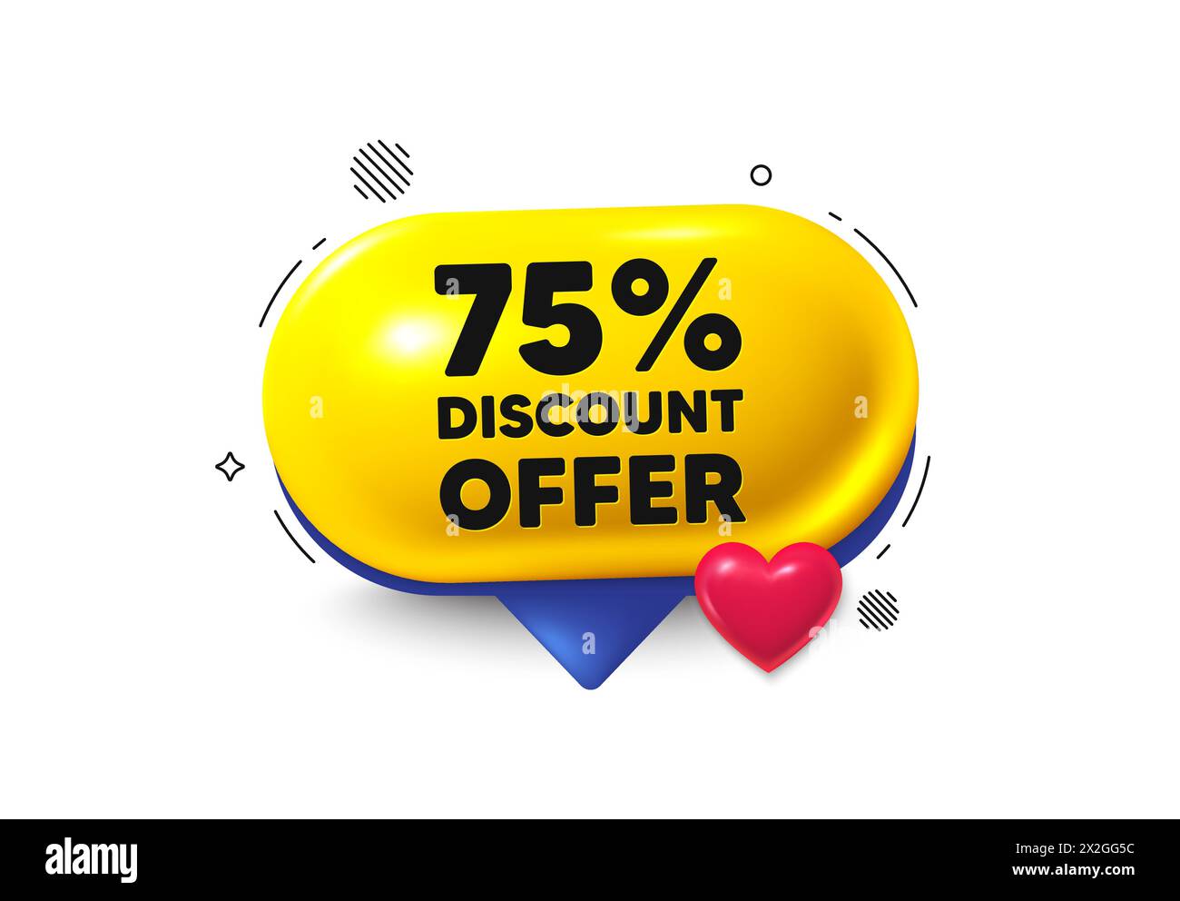 75 percent discount. Sale offer price sign. Offer speech bubble 3d icon. Vector Stock Vector