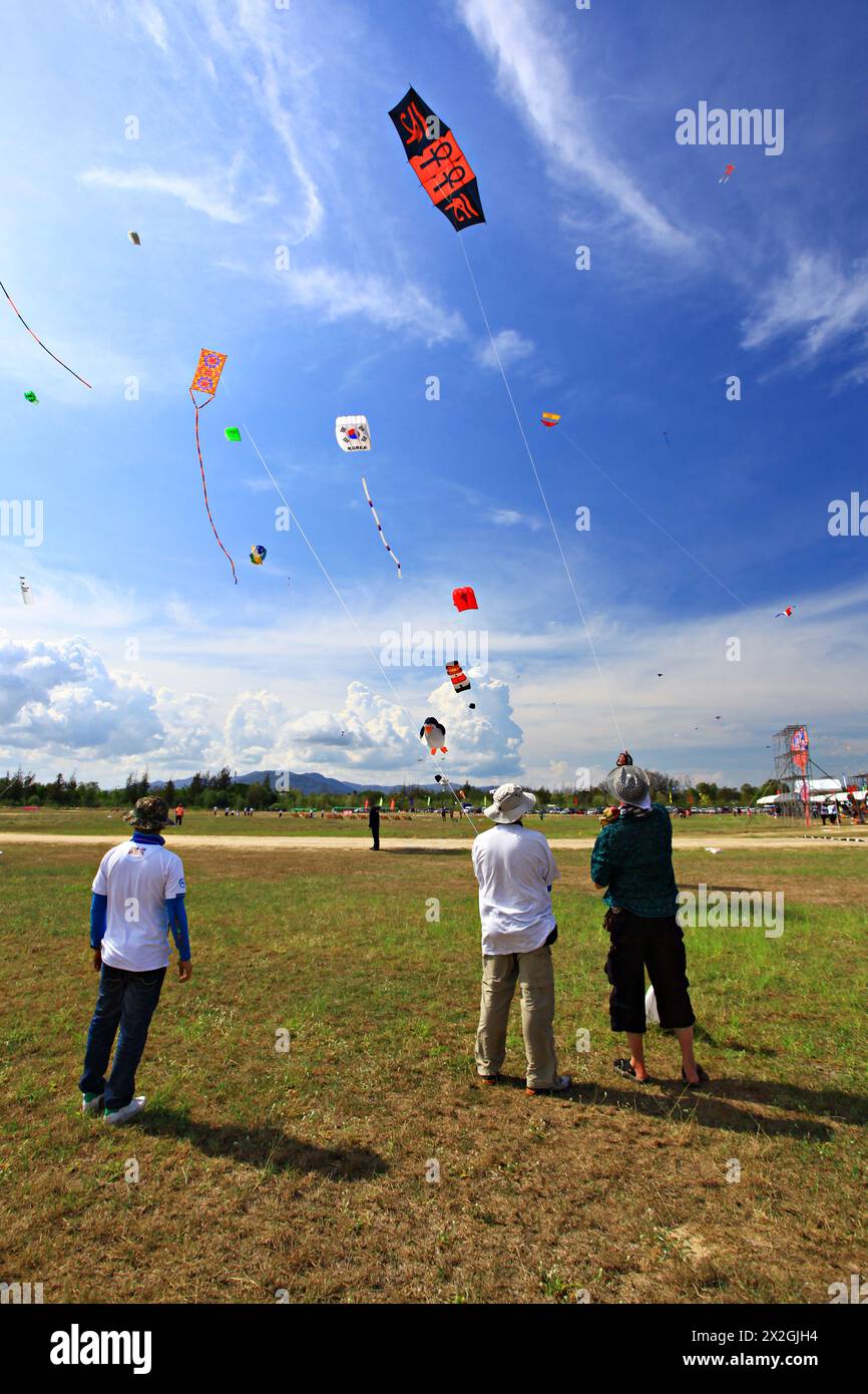 Thailand International Kite Festival on March 10, 2012 in Naresuan Camp, Cha-am, Phetchaburi Province Thailand Stock Photo