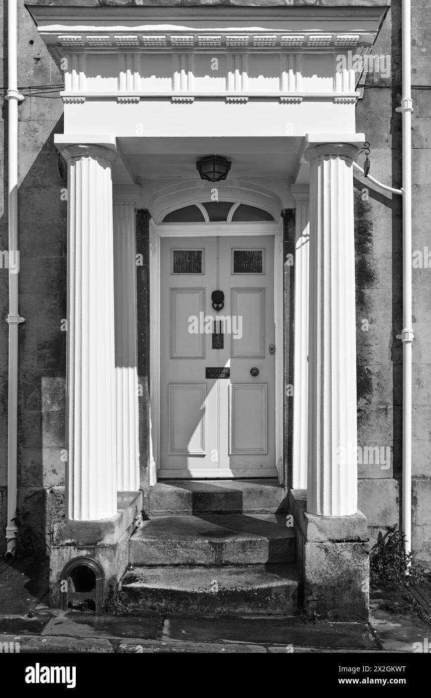 Elaborate door entrance of a neo-classical building at Stamford, England. Stock Photo