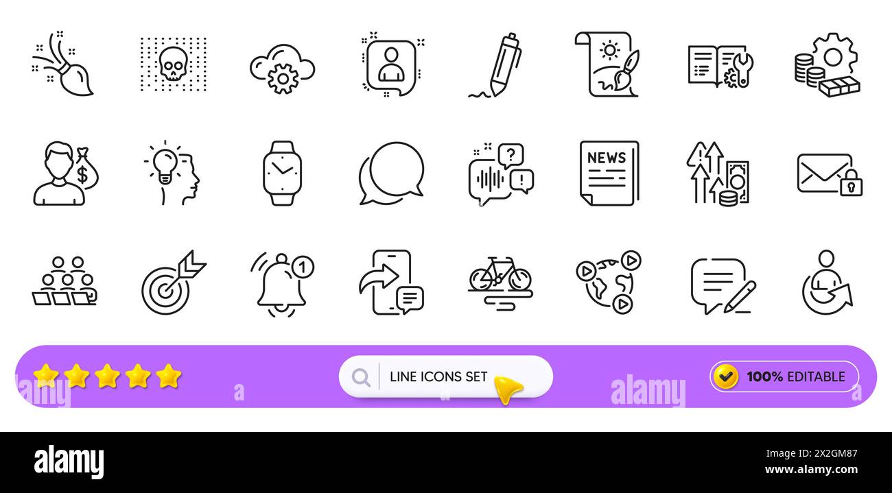 Inflation, Cloud computing and Smartwatch line icons for web app ...