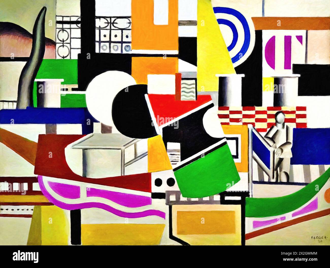 The tugboat deck, Fernand Leger, 1920 (Painting) by Artist Leger, Fernand (1881-1955) French. Stock Vector