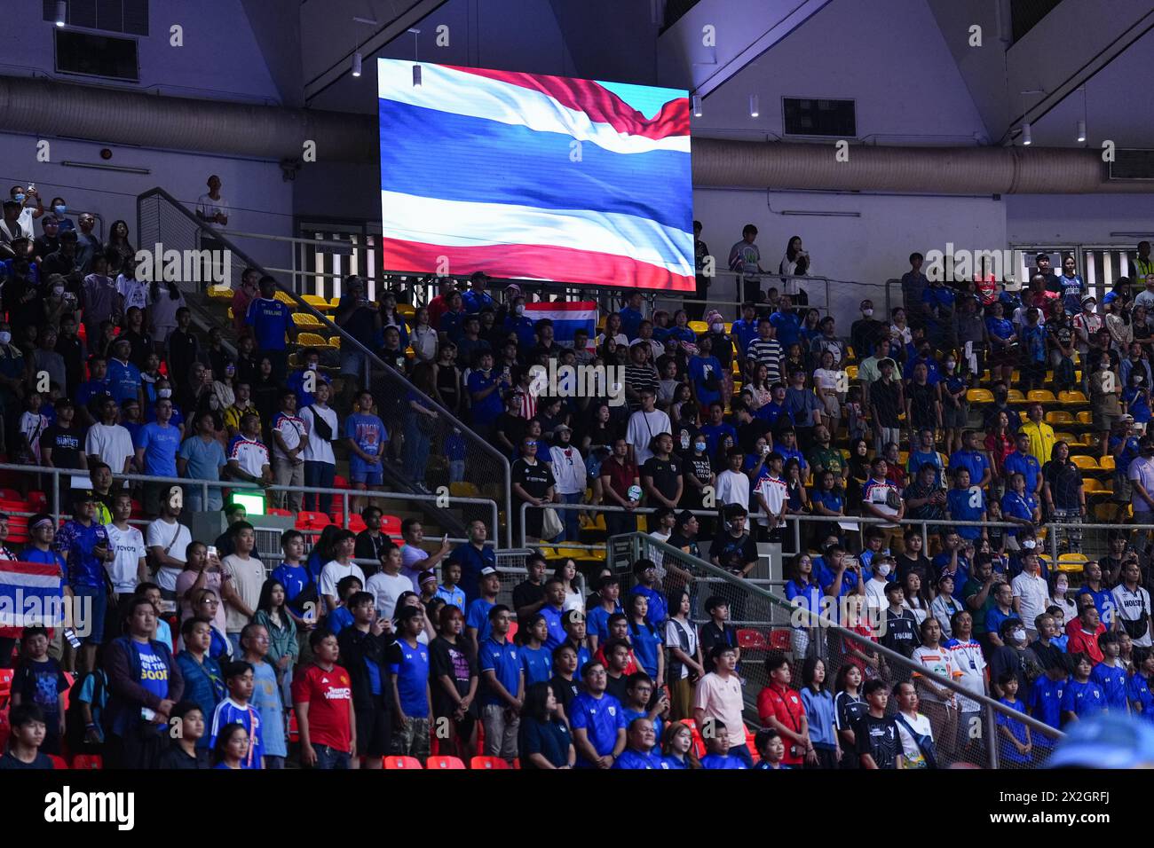 Bangkok, Thailand. 21st Apr, 2024. Thailand fans seen cheering during