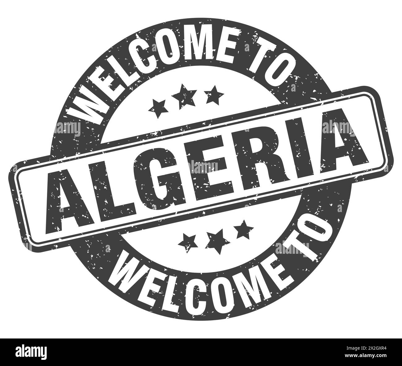 Welcome to Algeria stamp. Algeria round sign isolated on white background Stock Vector