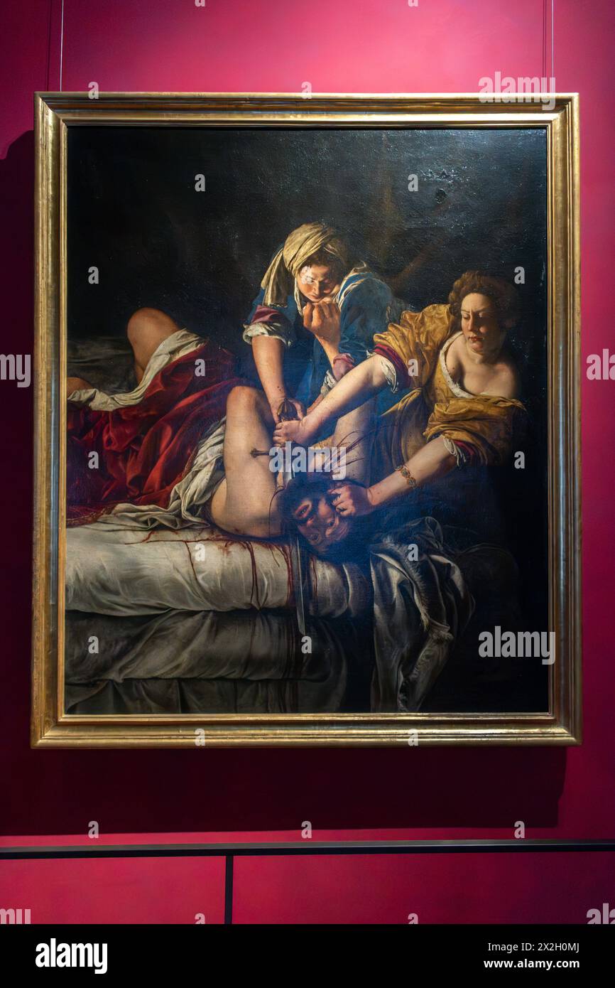 Florence, Italy - April 04, 2024: Judith Beheading Holofernes oil painting on canvas 17th century by Artemisia Gentileschi exhibited in the Uffizi Gal Stock Photo