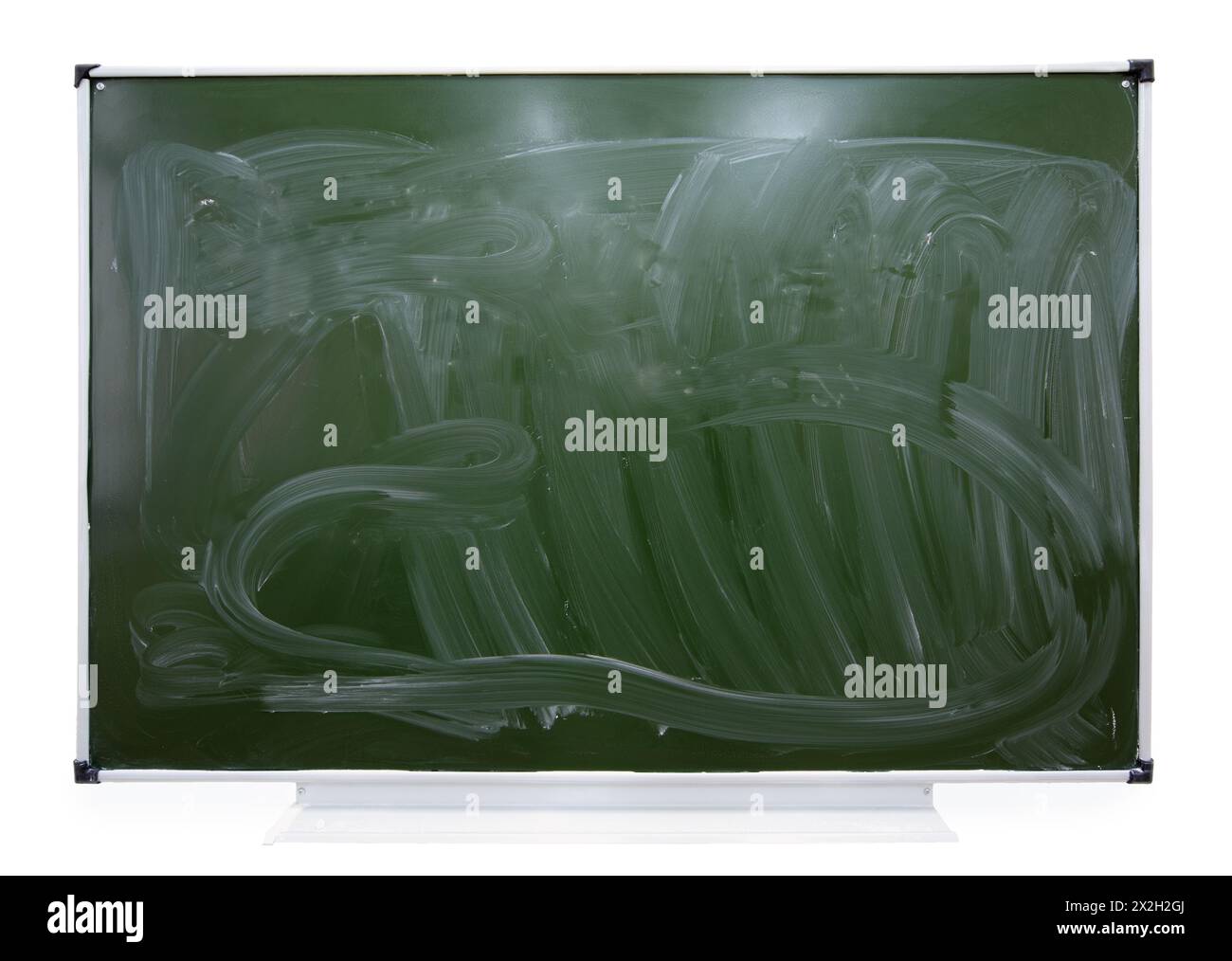 Empty green school board with dirty chalk free designs isolated on ...
