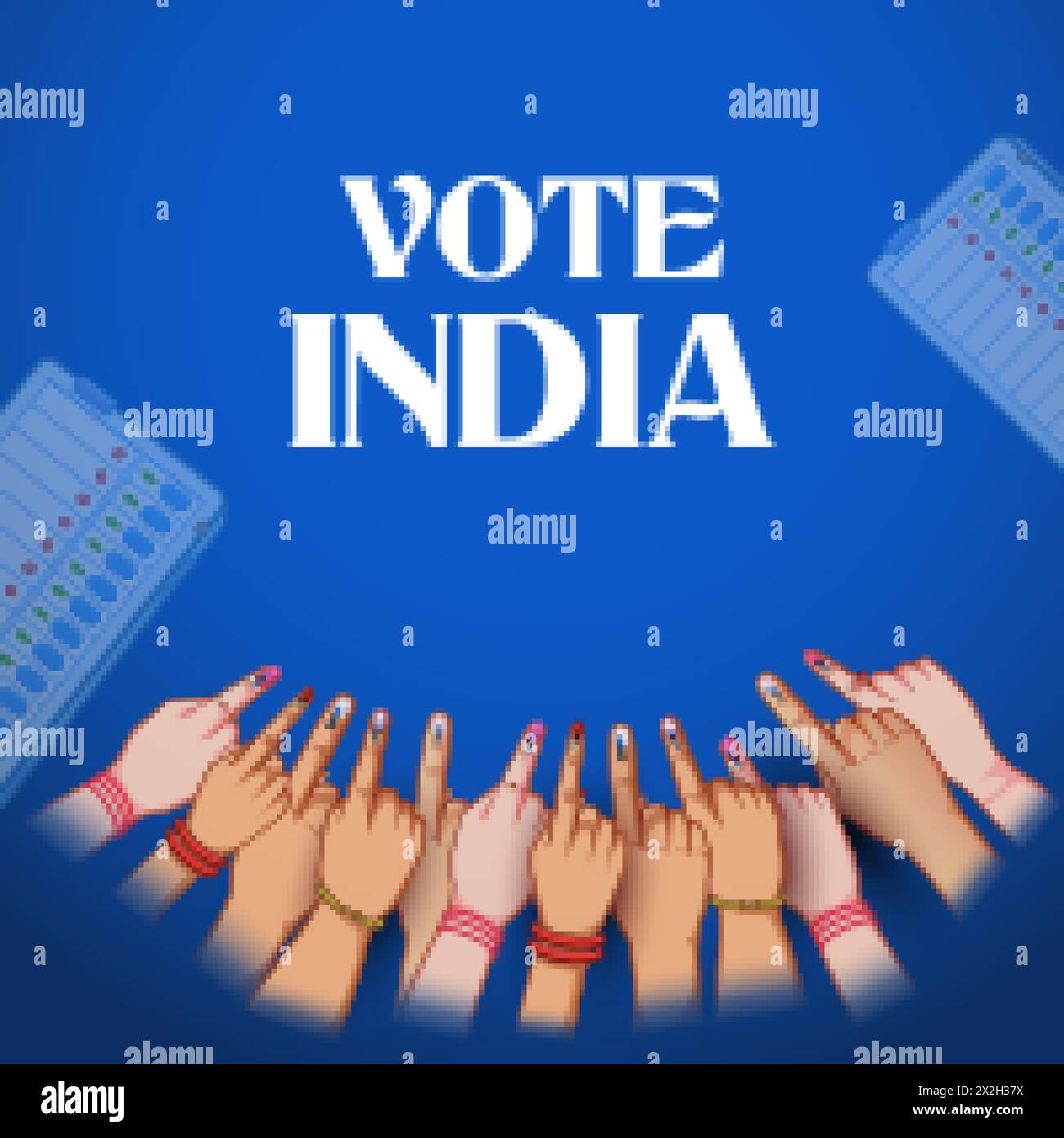 illustration of Indian people Hand with voting sign showing general ...