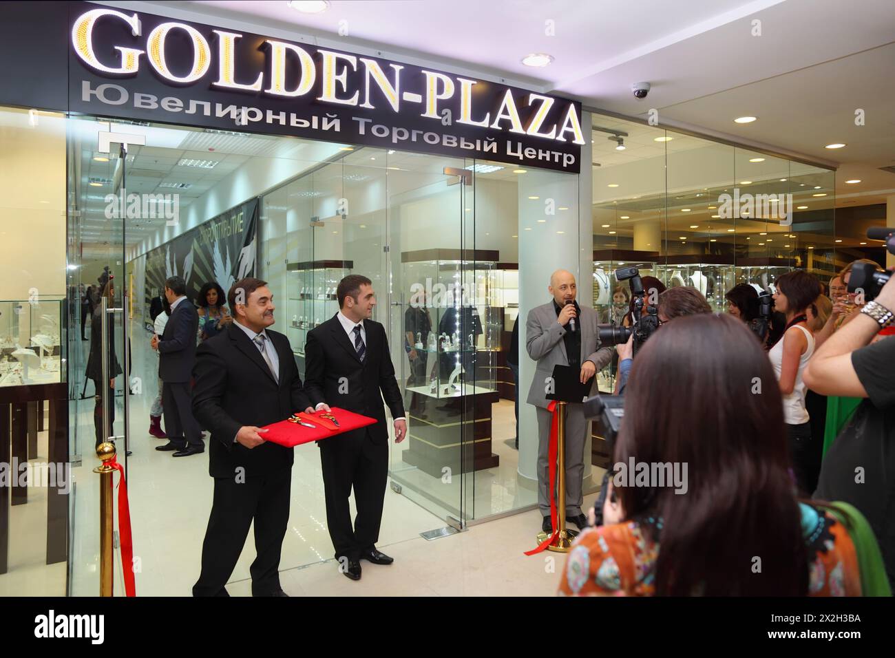MOSCOW - APRIL 28: The opening of first in Russia specialized Jewelry Trade Center Golden-Plaza in shopping center Monarch, on April 28, 2011 in Mosco Stock Photo