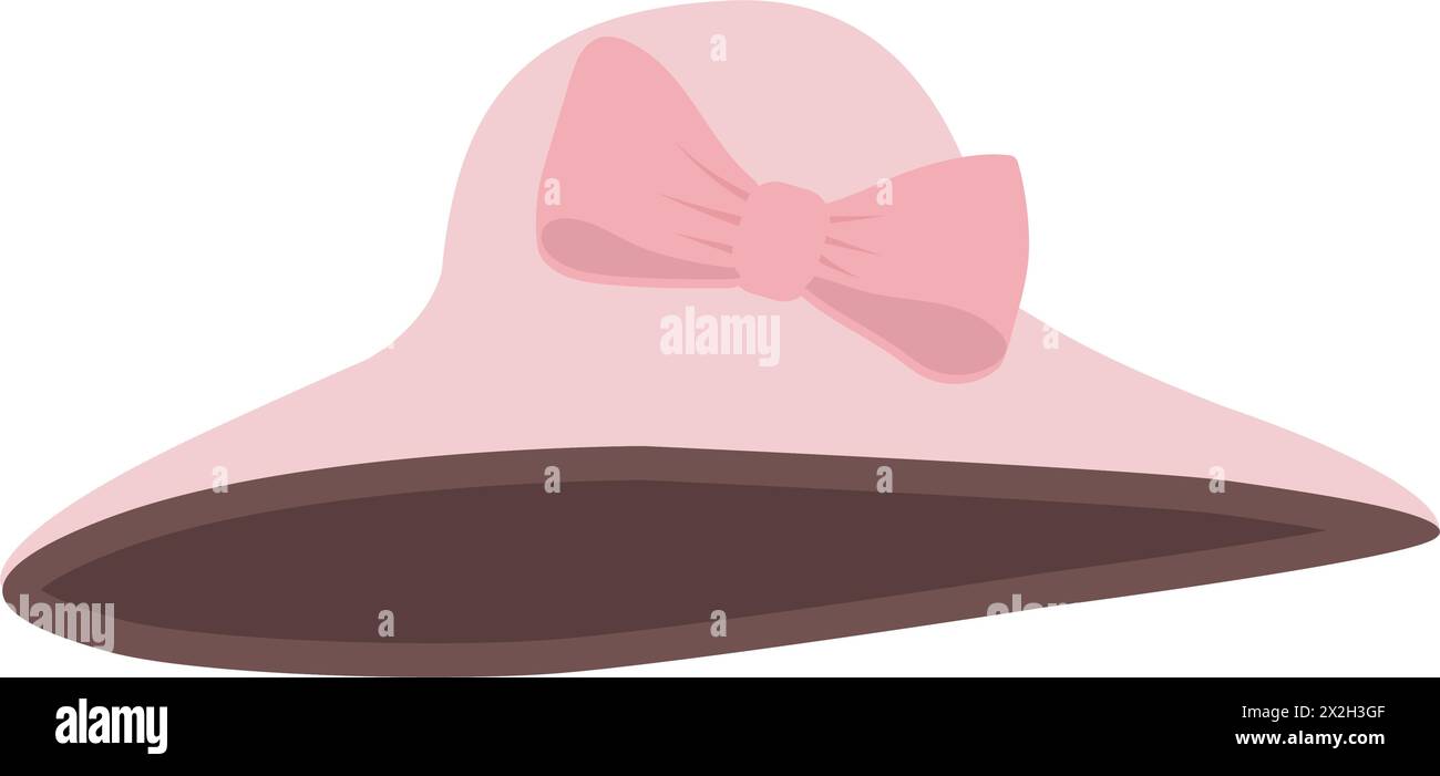 elegant summer pink sun hat with bow Stock Vector