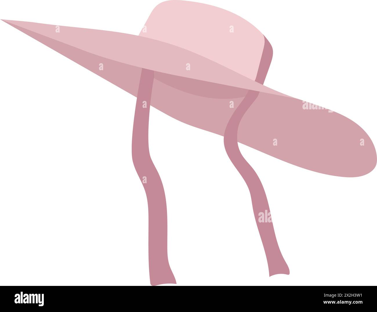 beach summer pink sun hat with ribbon Stock Vector