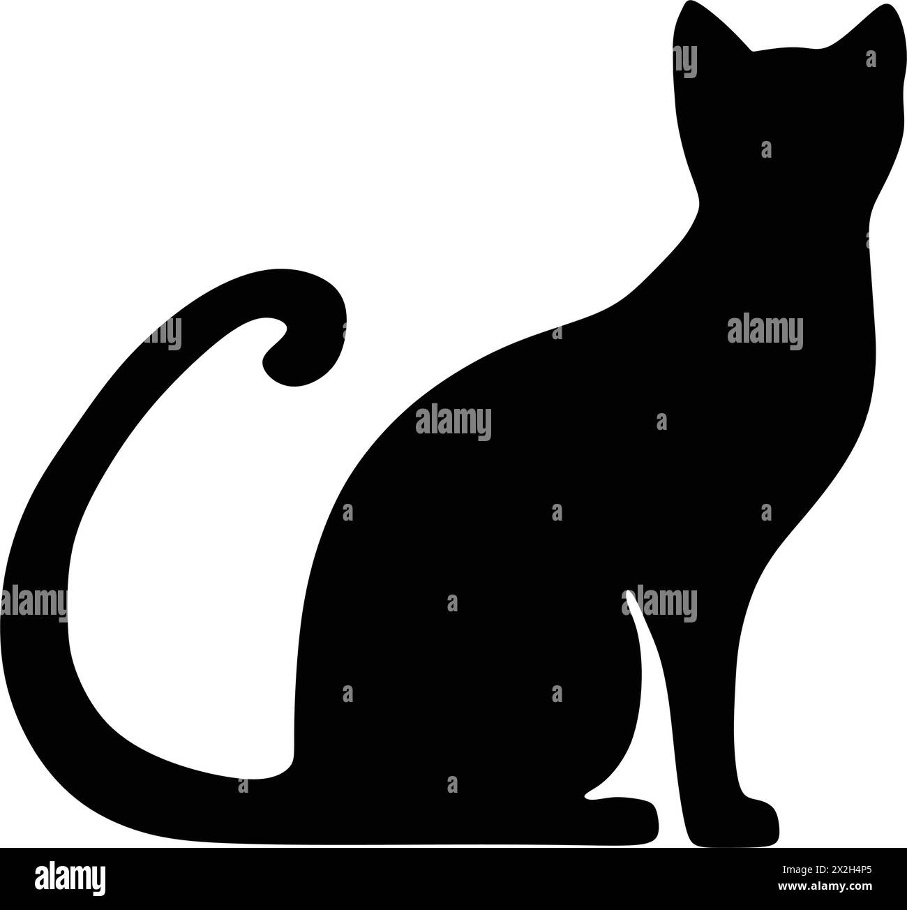 Cat silhouette icon, vector black cat minimal shape kitty clip art in glyph pictogram illustration Stock Vector