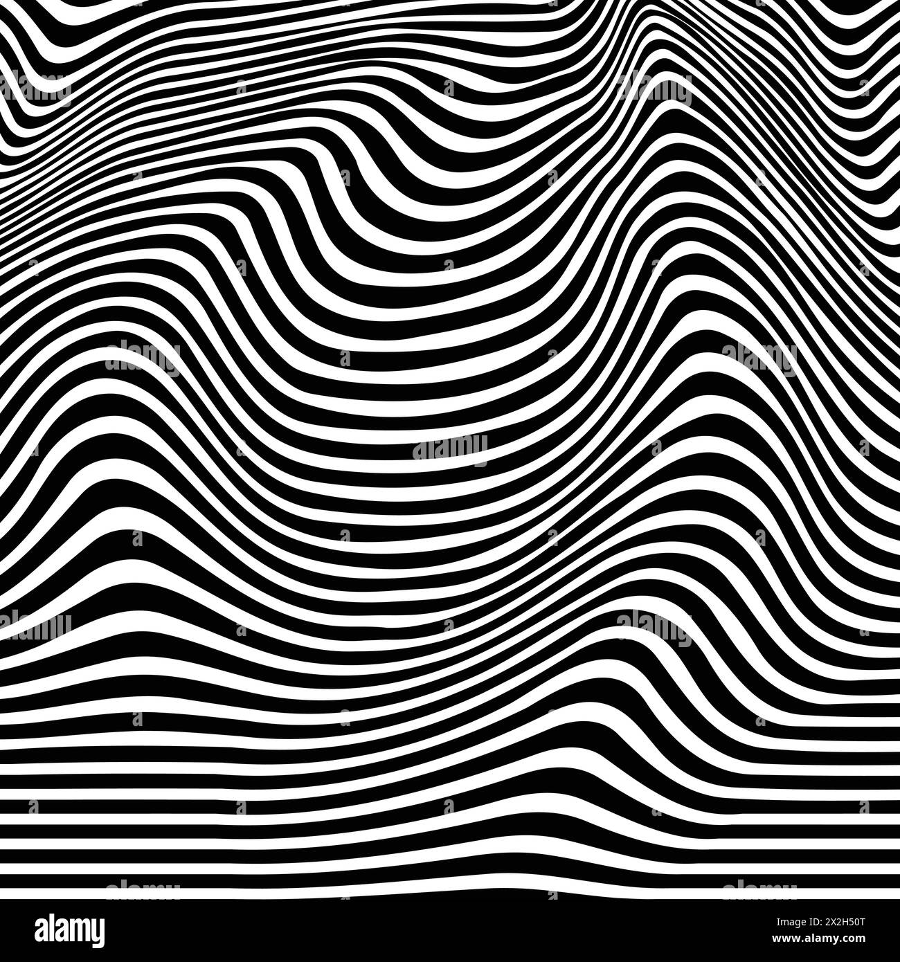 psychedelic striped background, fluid black and white background Stock Vector