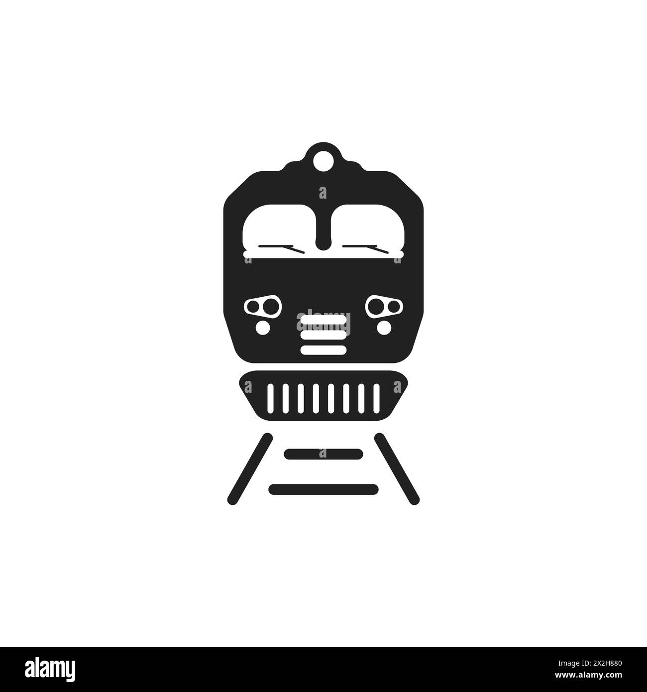 Cargo train logo. Silhouette of an industrial train vector. Front view of the train. Cabin train icon. Vector illustration. Stock Vector