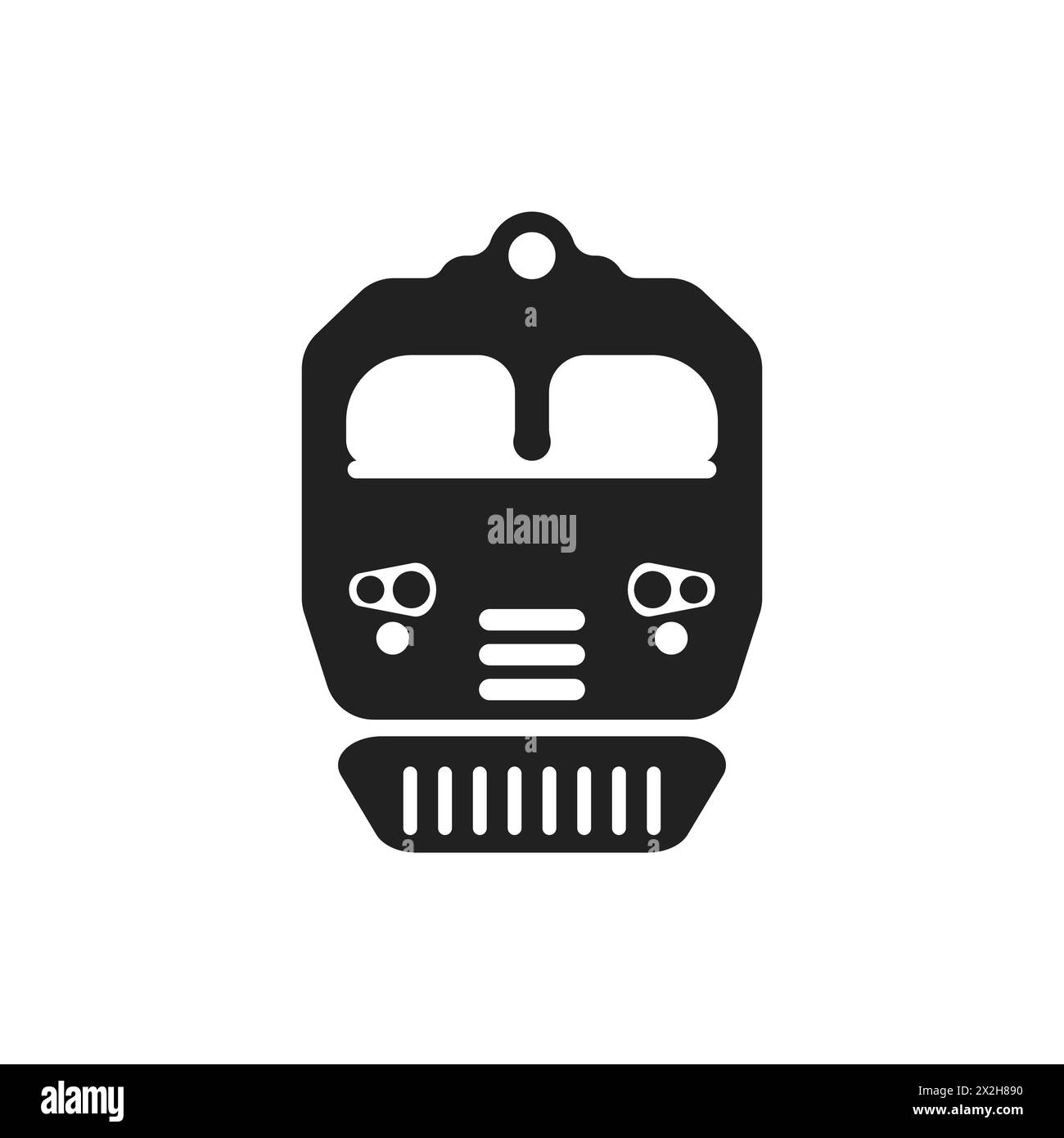 Cargo train logo. Silhouette of an industrial train vector. Front view of the train. Cabin train icon. Vector illustration. Stock Vector