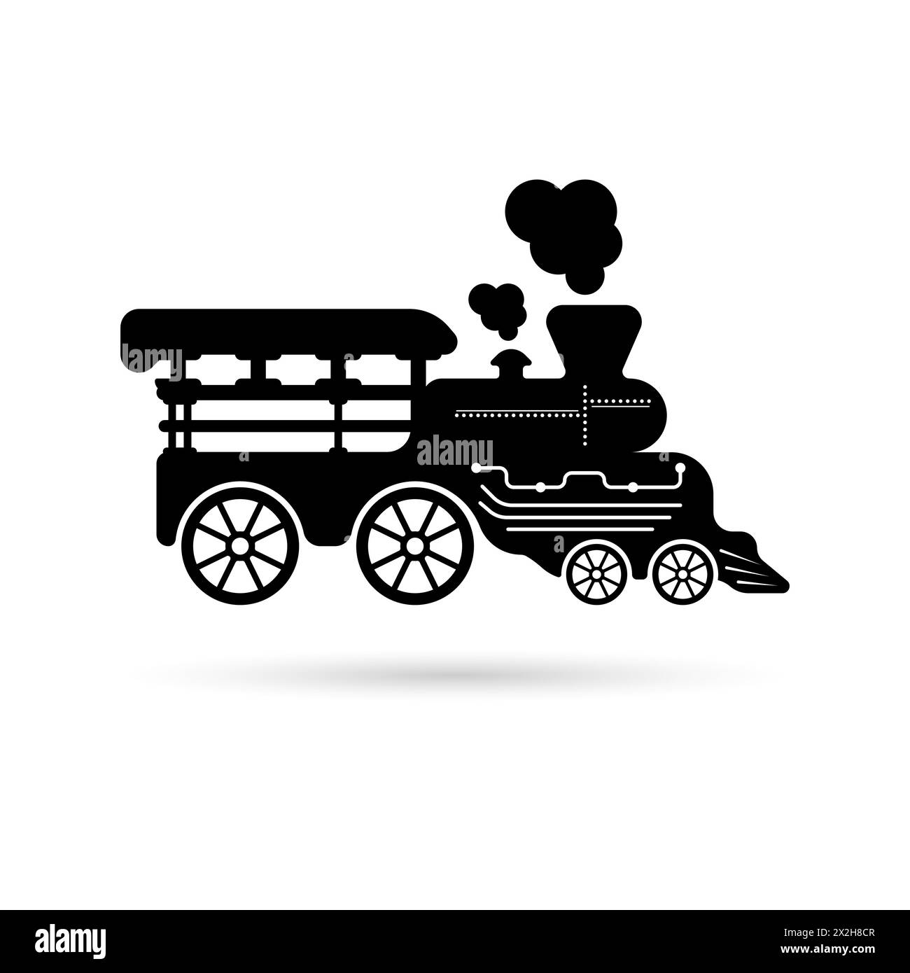 Vintage steam train vector. Railroad icon logo. First train black icon ...