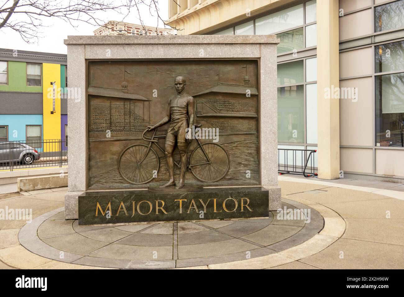 Major Taylor monument in Worcester Massachusetts Stock Photo