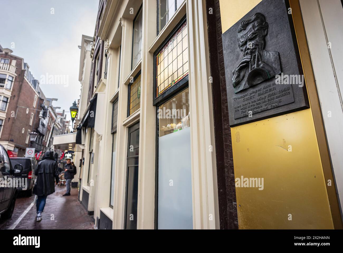 memorial plaque to Chet Baker, at the place where he died, Prins ...