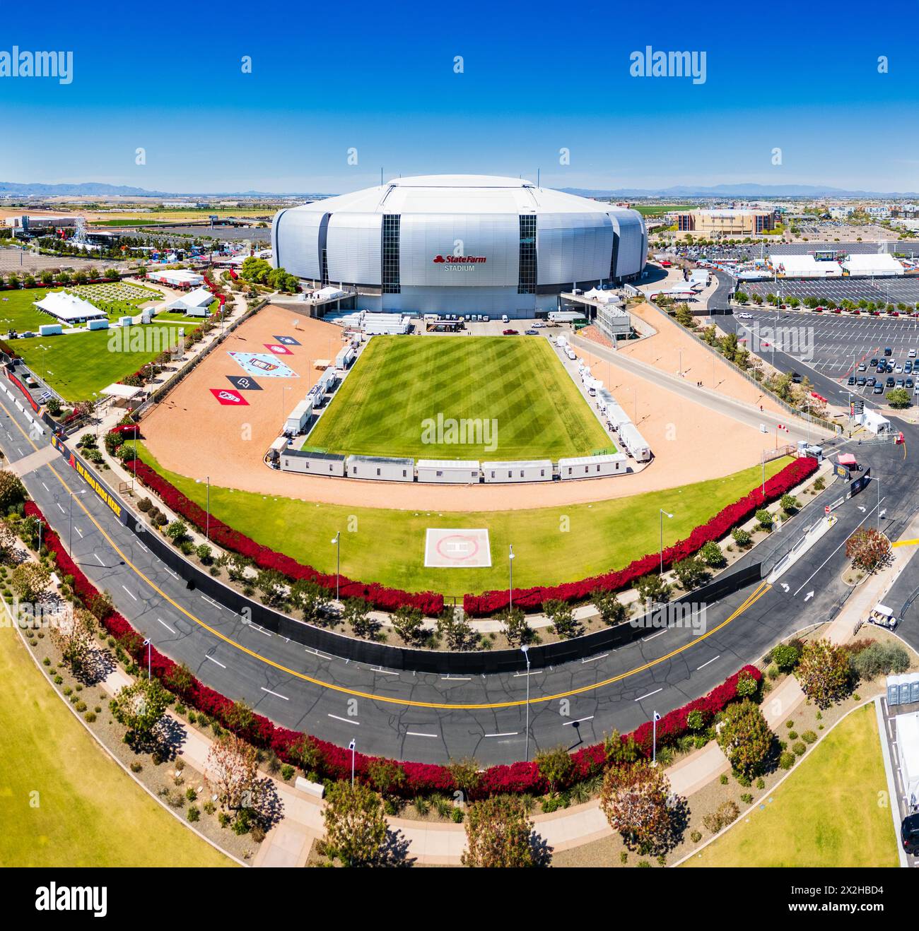 Glendale, AZ - April 7, 2024: State Farm Stadium is a multi-purpose retractable roof stadium in Glendale, Arizona, United States, west of Phoenix. It Stock Photo