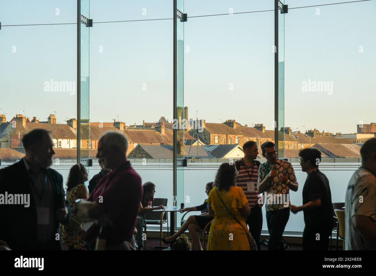 View of houses in Harrogate from inside the convention centre. Photo date: Monday, September 4, 2023. Photo: Richard Gray/Alamy Stock Photo