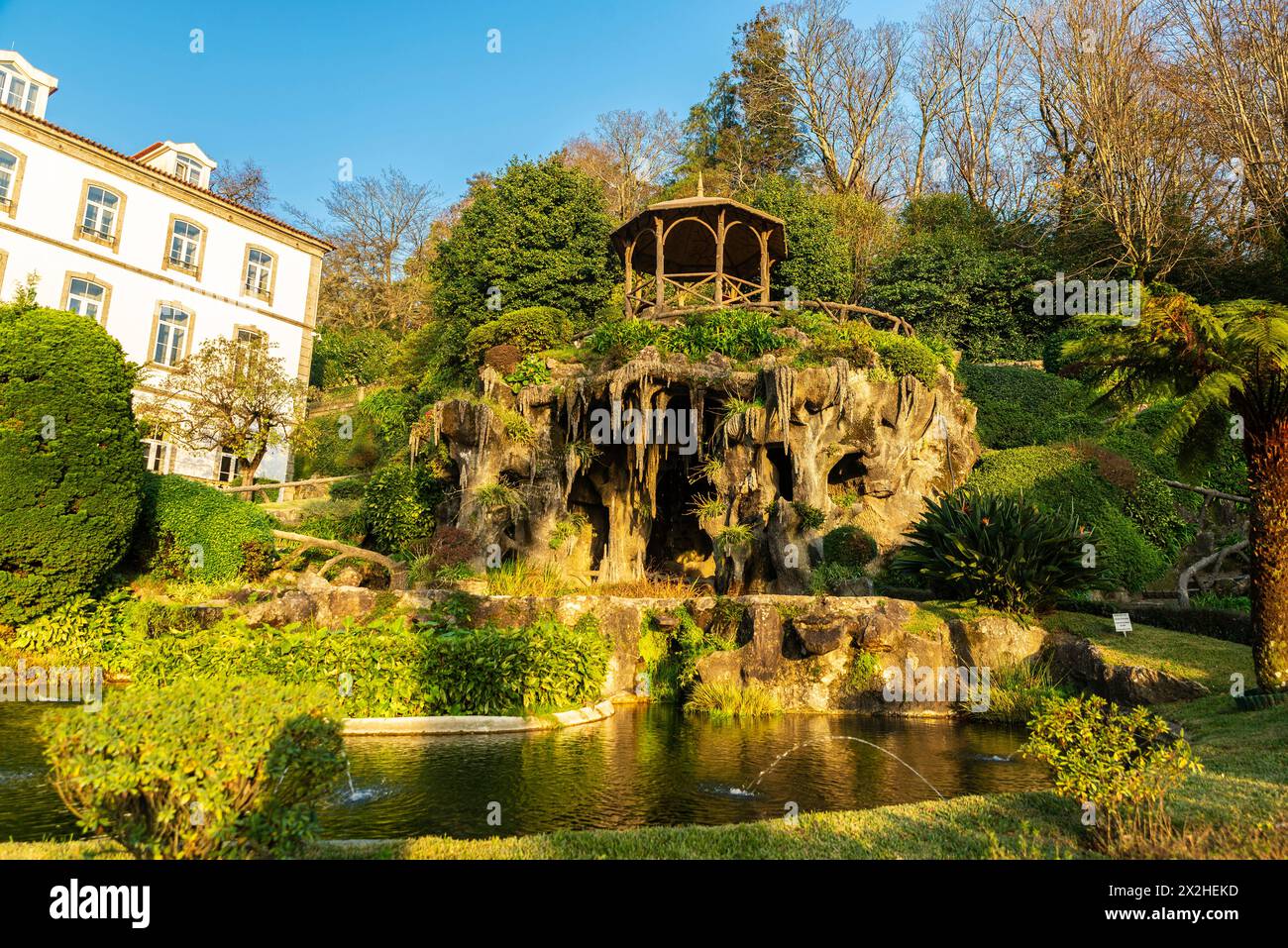 Artificial grotto of the Sanctuary of Bom Jesus do Monte, Braga, Portugal Stock Photo