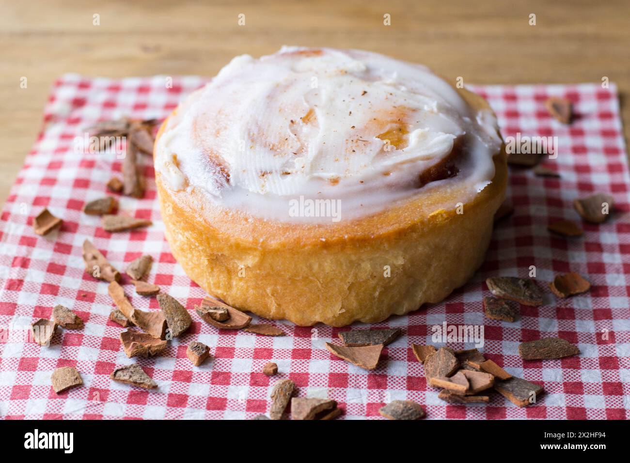 Cinnamon Roll with Frosting on Top Stock Photo